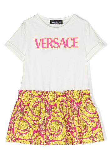 Versace Kids Barocco-print cotton T-shirt dress - Bianco