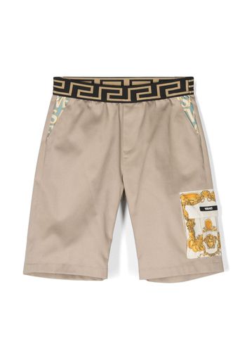 Versace Kids Greca-print chino shorts - Toni neutri