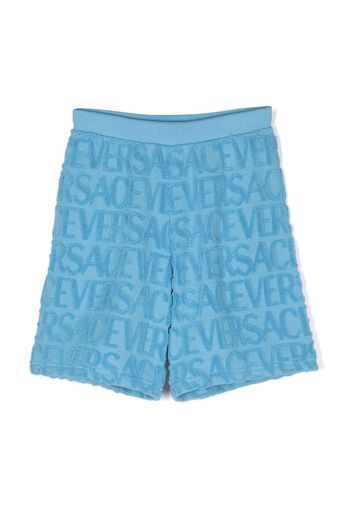 Versace Kids logo-jacquard cotton shorts - Blu