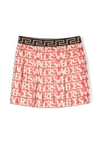 Versace Kids logo-print pleated miniskirt - Rosa