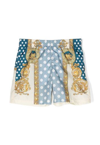 Versace Kids Barocco-print swim shorts - Blu