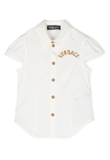 Versace Kids logo-embroidered cotton shirt - Bianco