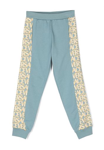 Versace Kids logo-print cotton track pants - Blu