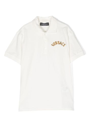 Versace Kids logo-embroidered polo shirt - Bianco