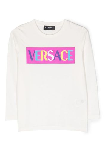 Versace Kids logo-print long-sleeve T-shirt - Bianco