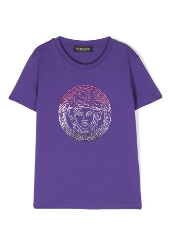 Versace Kids Medusa Head-motif rhinestone-embellished T-shirt - Viola