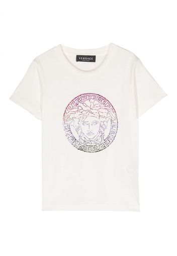 Versace Kids Medusa-Head rhinestone-embellished T-shirt - Bianco