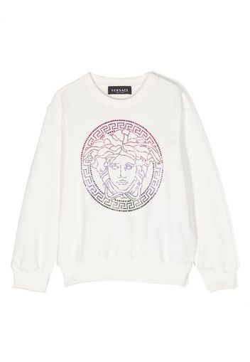 Versace Kids Medusa Head-motif rhinestone-embellished jumper - Bianco