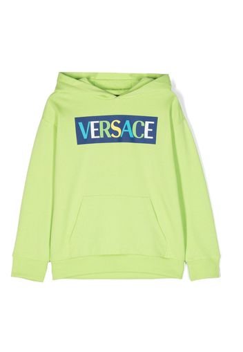 Versace Kids logo-print jersey-fleece hoodie - Verde