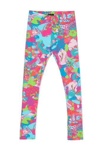 Versace Kids graphic-print leggings - Blu