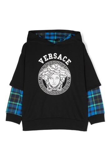 Versace Kids logo-print cotton hoodie - Nero