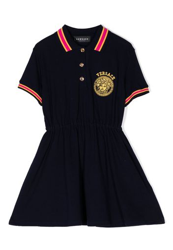 Versace Kids Medusa Head-motif logo-embroidered dress - Blu