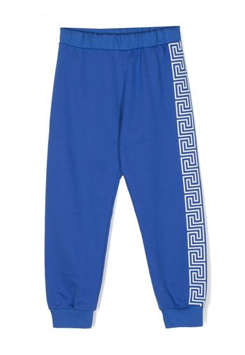 Versace Kids monogram-pattern cotton track pants - Blu