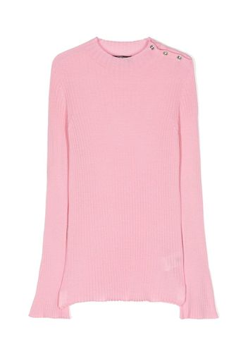 Versace Kids ribbed-knit side-button jumper - Rosa