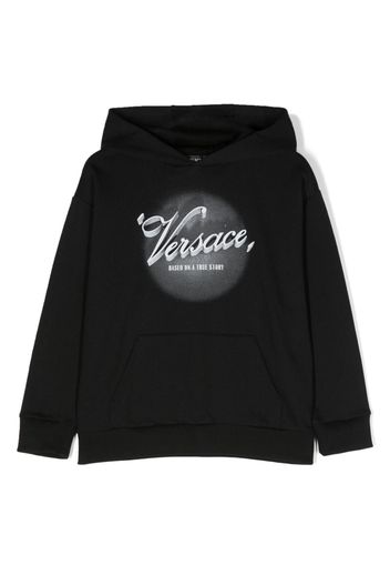 Versace Kids logo-print cotton hoodie - Nero