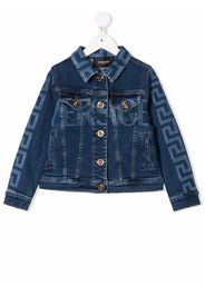 Versace Kids greco-print buttoned denim jacket - Blu