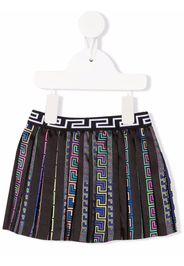 Versace Kids Greca pattern pleated skirt - Nero