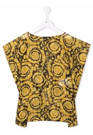 Versace Kids baroque-print draped T-shirt - Nero