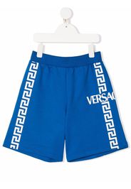 Versace Kids Greca-trim shorts - Blu