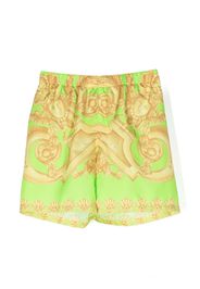 Versace Kids baroque-pattern print swim shorts - Verde