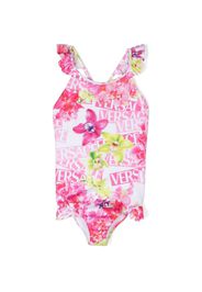 Versace Kids all-over logo-print swimsuit - Bianco