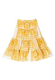 Versace Kids baroque-print tiered skirt - Giallo