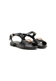 Versace Kids logo-plaque leather sandals - Nero