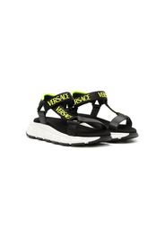 Versace Kids logo-print touch-strap sandals - Nero