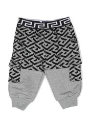 Versace Kids La Greca contrast-panel printed track pants - Grigio