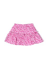 Versace Kids Greca-print flared mini skirt - Rosa