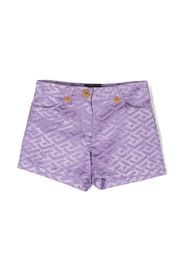 Versace Kids La Greca logo-jacquard shorts - Viola