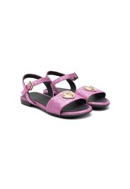 Versace Kids Crystal Hearts glitter leather sandals - Rosa