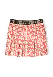 Versace Kids logo-print pleated miniskirt - Rosa