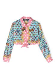 Versace Kids Butterflies-print cropped shirt - Rosa