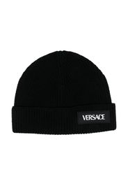 Versace Kids logo-patch beanie hat - Nero