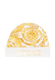 Versace Kids Barocco-print jersey knitted beanie - Bianco