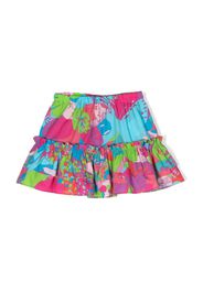 Versace Kids abstract-print ruffled skirt - Blu