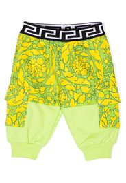 Versace Kids Barocco-print cotton trousers - Verde