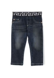 Versace Kids logo-print straight-leg jeans - Blu