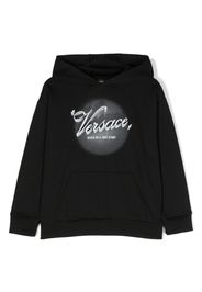 Versace Kids logo-print cotton hoodie - Nero