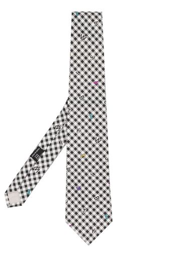 Versace Pre-Owned 1970s gingham alphabet-print silk tie - Nero