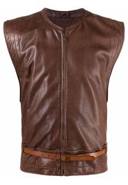 Versace Pre-Owned 1980s belted leather waistcoat - Marrone