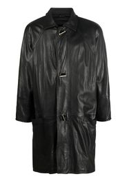 Versace Pre-Owned 1980s single-breasted leather coat - Nero