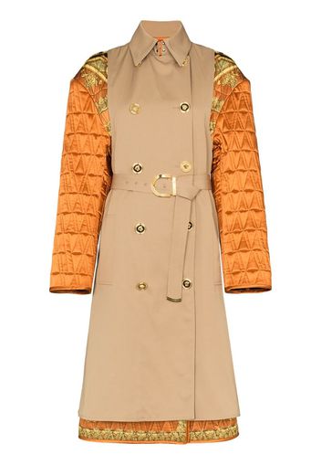 quilted sleeve baroque trench coat