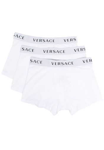 Versace Set di tre boxer con logo - Bianco