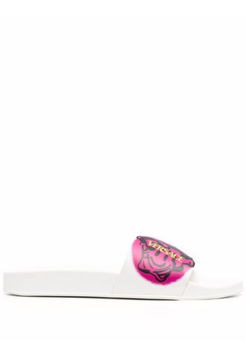 Versace Graphic logo-print slides - Bianco