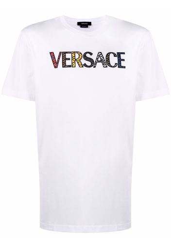 Versace embroidered logo T-shirt - Bianco