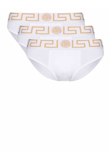 Versace Set di tre slip con logo - Bianco