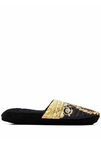 Versace Slippers Barocco con stampa - Nero