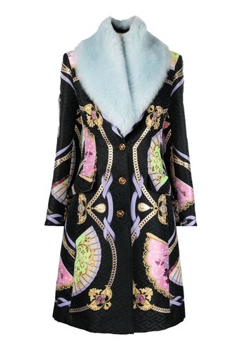 Versace baroque-print single-breasted coat - Nero